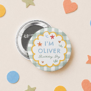 Fun To Be One Colorful 1st Birthday Boy Button