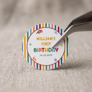 Fun To Be One Colorful Birthday Classic Round Sticker