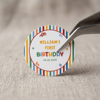 Fun To Be One Colorful Birthday Classic Round Sticker