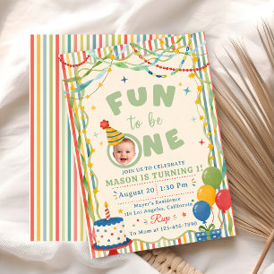 Fun To Be One Colorful Birthday Invitation