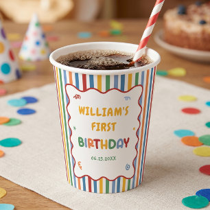 Fun To Be One Colorful Birthday Paper Cups