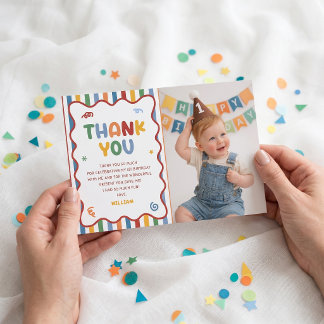 Fun To Be One Colorful Birthday Thank You Card