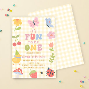 Fun to be One Colorful Girl 1st Birthday Invitation