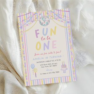 Fun to be One Colorful Girl 1st Birthday Invitation