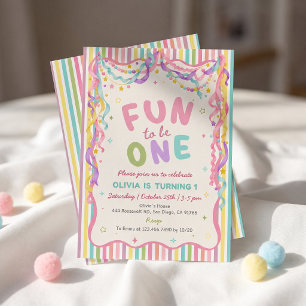 Fun To be One Colorful Girl Birthday Invitation