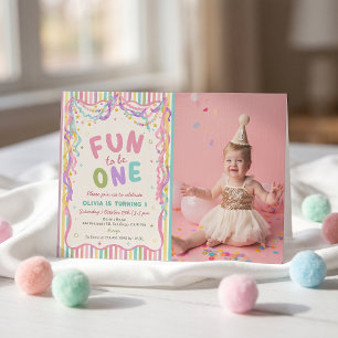 Fun To be One Colorful Girl Birthday Invitation