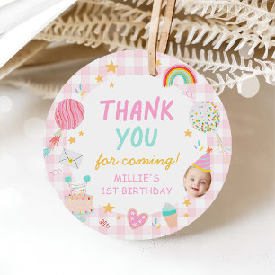 Fun to be One Colorful Photo Girl 1st Birthday Favor Tags