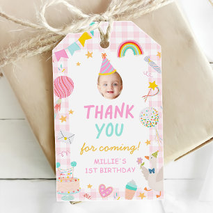Fun to be One Colorful Photo Girl 1st Birthday Gift Tags