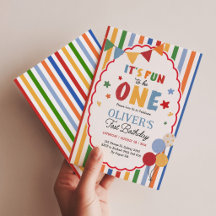 Fun to Be One: Colorful Stripes First Birthday Boy