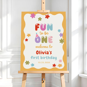 Fun to Be One Daisy Colorful 1st Birthday Welcome Foam Board