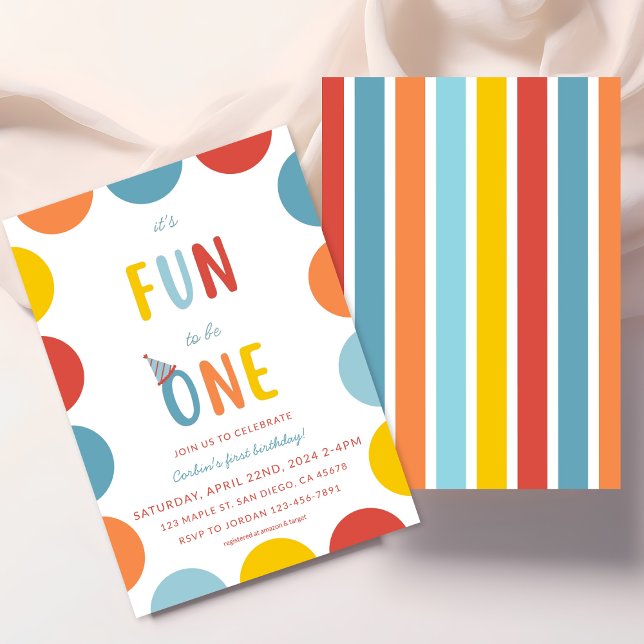 Fun To Be One First Birthday Party Invitation (Creator Uploaded)