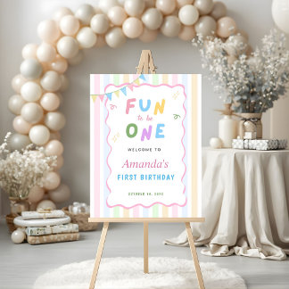 Fun to Be One First Birthday Welcome Sign