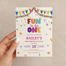 Fun to Be One Girl 1st Birthday Invitation