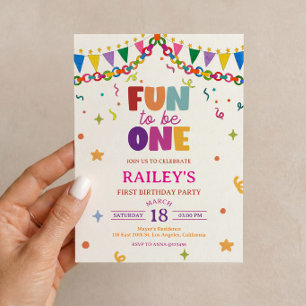Fun to Be One Girl 1st Birthday Invitation