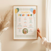 Fun to be ONE Green Gingham 1st Birthday Milestone