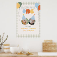 Fun to be ONE Green Gingham 1st Birthday Welcome
