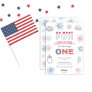 Fun To Be ONE Independence Day 1st Birthday Party  Invitation