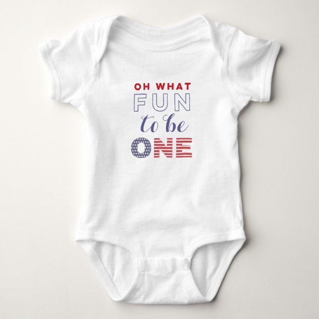 Fun to be ONE July 4th Birthday Outfit Baby Bodysuit (Front)
