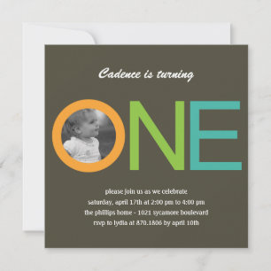 Fun To Be One Photo Birthday Invitation - Blue