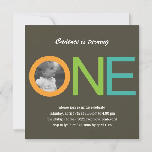 Fun To Be One Photo Birthday Invitation - Blue