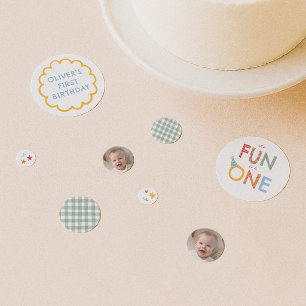 Fun To Be One Photo Colorful 1st Birthday Party Confetti