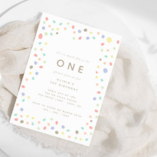 Fun to be One Playful Colors Birthday Invitation