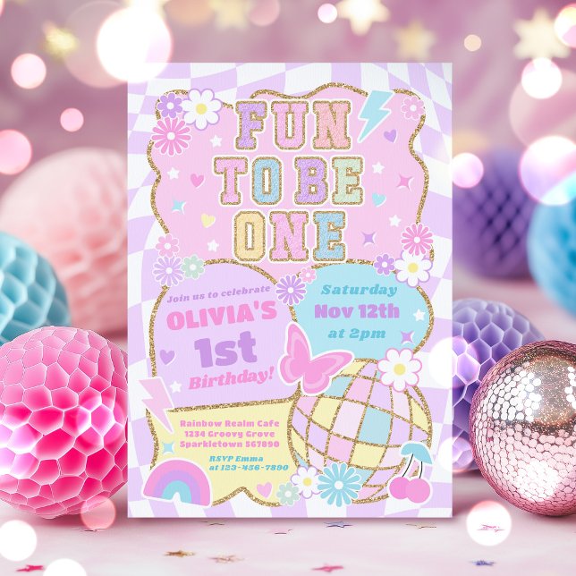 Fun To Be One Preppy Varsity Patch 1st Birthday  Invitation (Creator Uploaded)