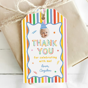Fun To Be One Retro Colorful Boy 1st Birthday Gift Tags