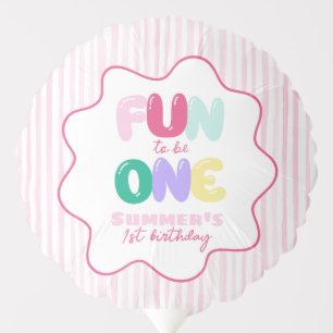 Fun to be One! Striped Colorful 1st Birthday Balloon