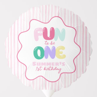 Fun to be One! Striped Colorful 1st Birthday Balloon