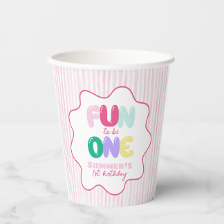 Fun to be One! Striped Colorful 1st Birthday Paper Cups