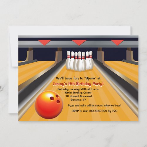 Fun To Spare Bowling Invitation