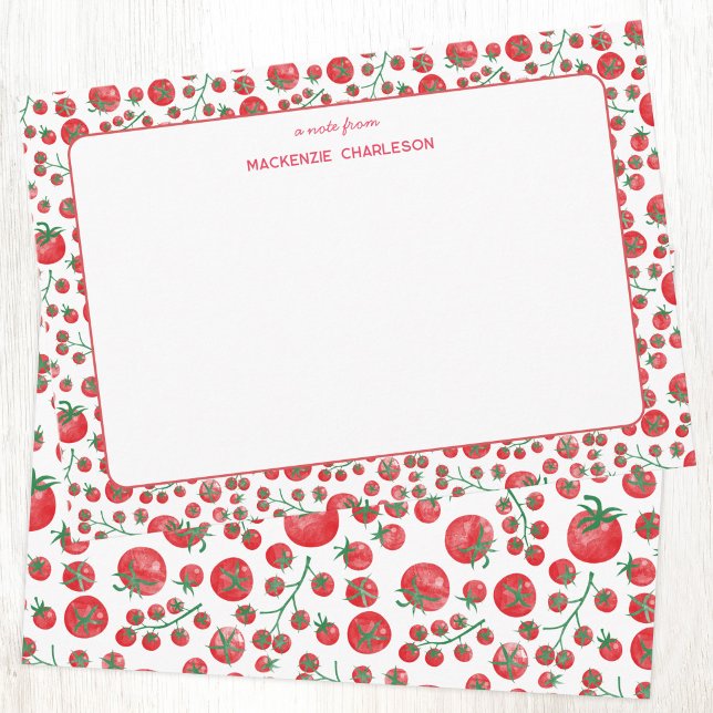 Fun Tomato Personalized Note Card (Fun tomato Mediterranean personalized stationery notecards)