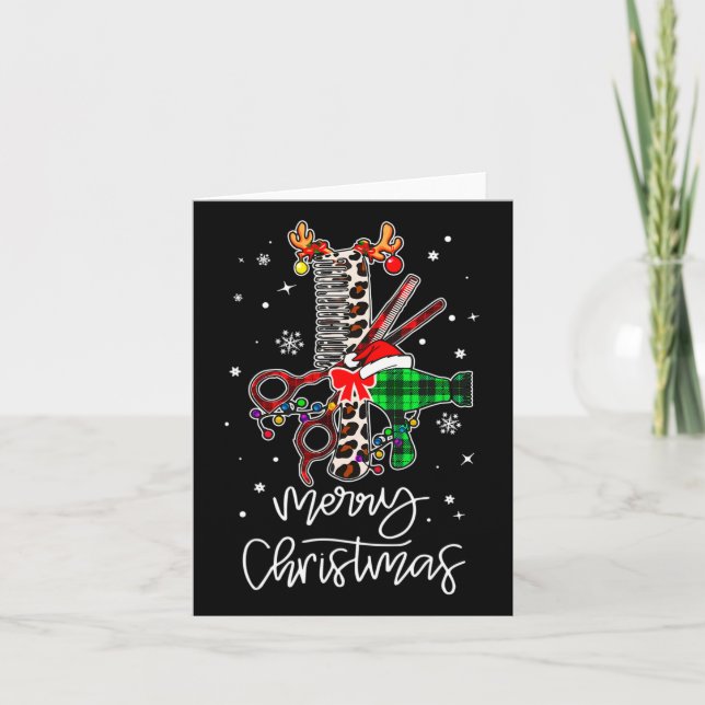 Fun Tool Hairdresser Barber Merry Christmas Hairst Card (Front)