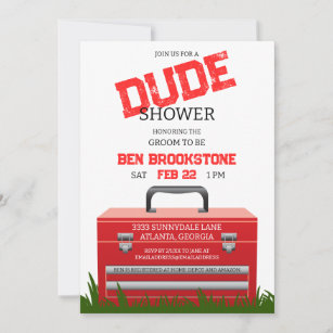 Fun Toolbox Dude Groom Wedding Shower Invitation
