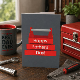 Fun Toolbox Father's Day Red and Gray Card