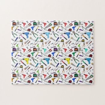 Fun Tools And Hardware Illustrations Pattern Jigsaw Puzzle by judgeart at Zazzle