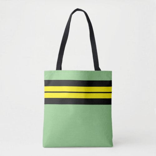 Fun Top Yellow Black Racing Stripes On Light Green Tote Bag