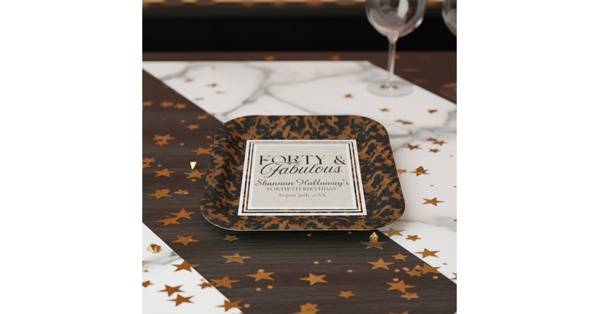 Fun Tortoise Shell Birthday Forty and Fabulous Paper Plates | Zazzle