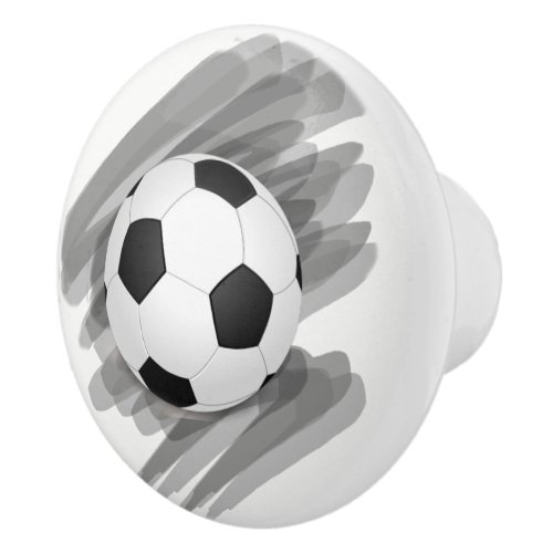 Fun Traditional Black White Soccer Ball Squiggle Ceramic Knob