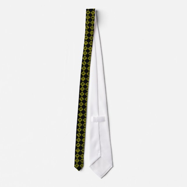 Fun Traffic signs-black and Yellow Tie (Back)