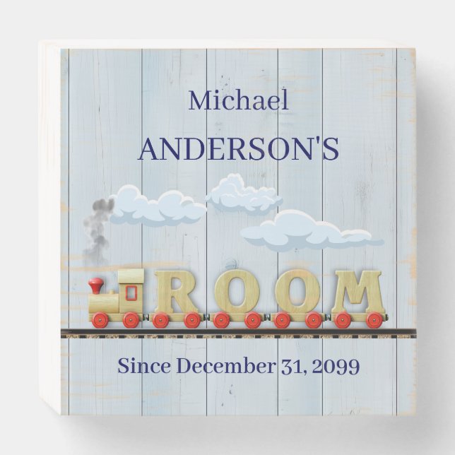 Fun Train Room Young Boy Wood Box Sign (Front Horizontal)