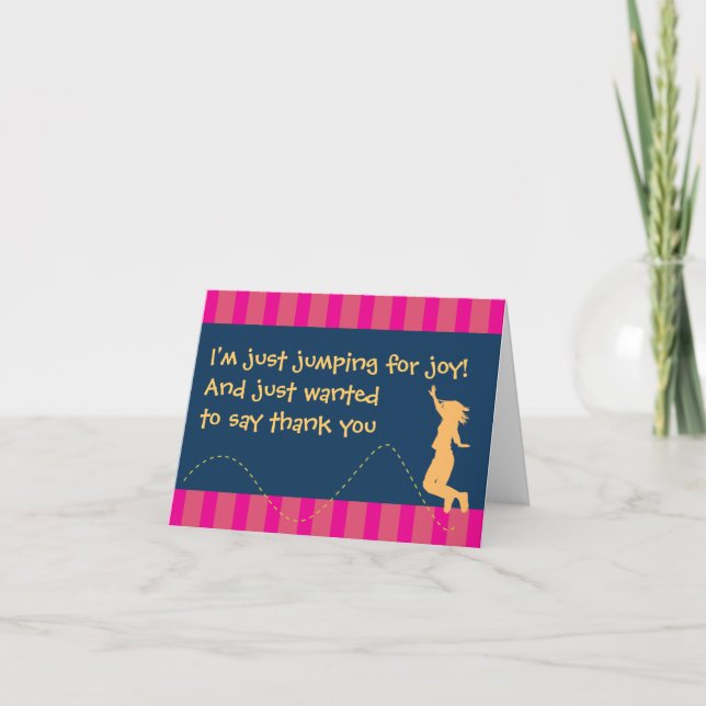 Fun Trampoline Birthday Thank You Cards - Girls (Front)