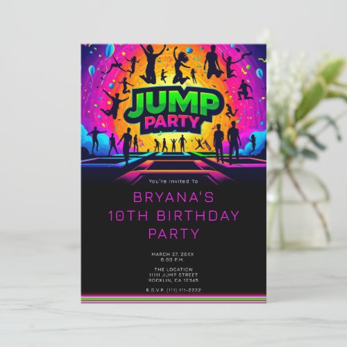 Fun Trampoline JUMP Party Birthday  Invitation