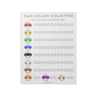 Fun Travel Car Color Counting Game Notepad