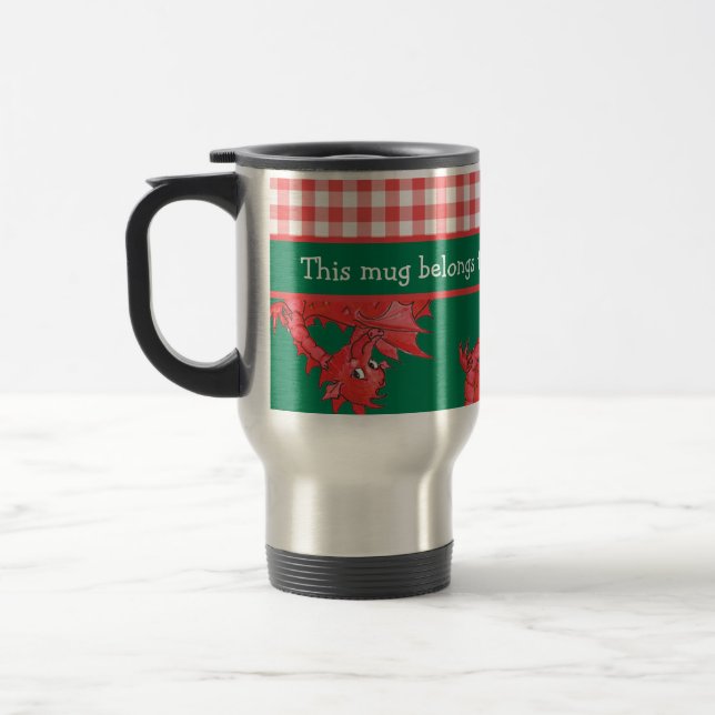 Fun Travel Mug to Personalize: Cute Red Dragons (Left)
