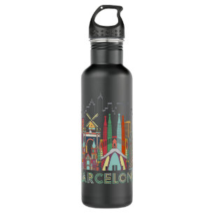 Fun Travel Spain Barcelona Vacation Gift Design Id Stainless Steel Water Bottle