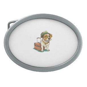 Fun Traveling Dog with Bag Graphic for Suitcase Lo Belt Buckle