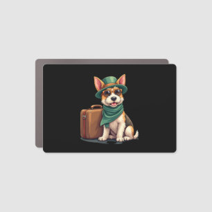 Fun Traveling Dog with Bag Graphic for Suitcase Lo Car Magnet