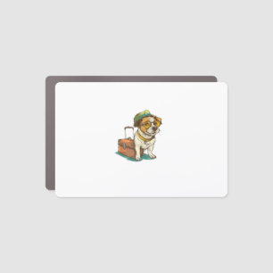 Fun Traveling Dog with Bag Graphic for Suitcase Lo Car Magnet